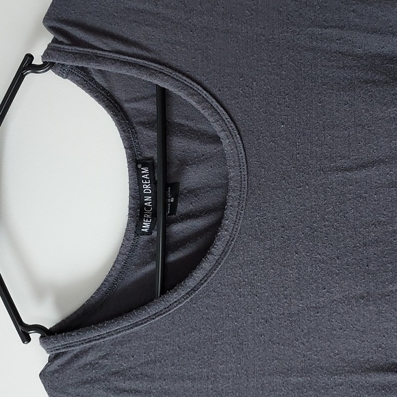 American Dream shkrt sleeve high/low grey pink flower print small - Picture 3 of 7